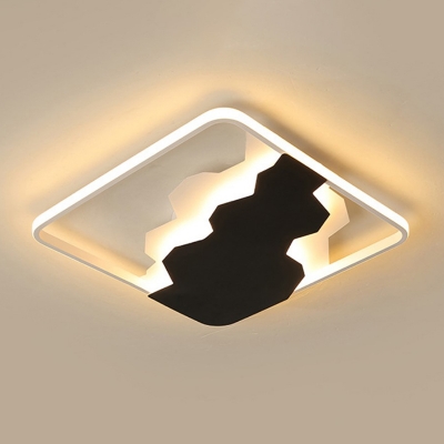 Acrylic Square Ceiling Light Fixture Modern Black LED Flush Mount Linting, Warm/White Light/Third Gear