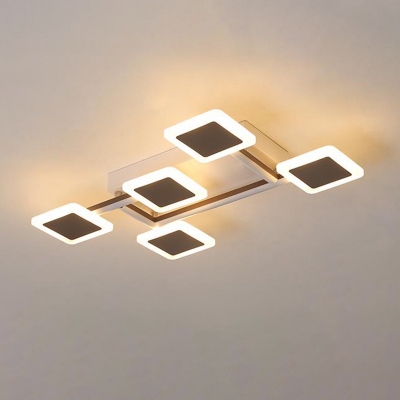 Black Square Flush Mount Lighting Contemporary Acrylic LED Ceiling Fixture in Warm/White Light, 23.5