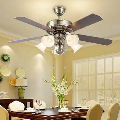 Bloom Dining Room Ceiling Fan Traditional Mouth Blown Opal Glass 5 ...