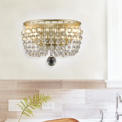 Bowl Dining Room Wall Lighting Idea Minimalist Crystal 1 Light Brass Sconce Light Fixture