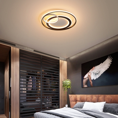 Circular Ceiling Lamp Modernism Acrylic Gold/Black LED Flush Light in Remote Control Stepless Dimming/Warm/White Light, 18