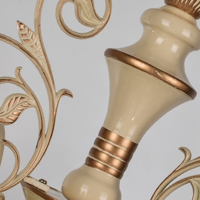 Cone Ceiling Chandelier Baroque Stained Glass 3/5 Lights White and Gold Suspension Pendant Light