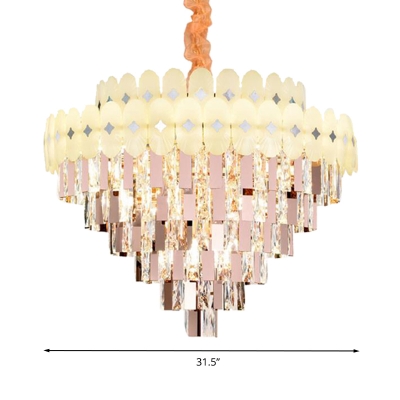 Cone Living Room Chandelier Pendant Light Clear Crystal 12/16/22 Lights Contemporary Ceiling Lamp