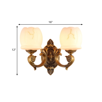Global Shade Hallway Wall Lighting Vintage Stylish Opal Glass 1/2-Light Gold Finish Sconce Lamp