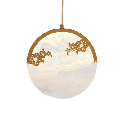 Gold 1 Head Down Lighting Traditional Acrylic Flower/Leaf LED Pendant Ceiling Light for Bedroom