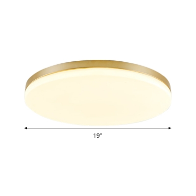 Gold Disk Ceiling Lamp Contemporary Acrylic 15