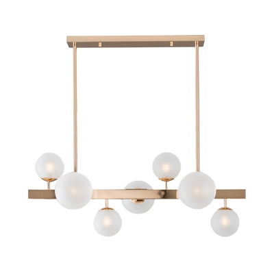 Gold Sphere Island Lighting Modernist 7 Heads Frosted Glass Ceiling Hanging Light for Bedroom