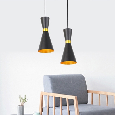 Hourglass Metal Hanging Lamp Modernism 1 Head Black/White Ceiling Pendant Light