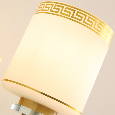 Modernist Drum Wall Light Sconce 1 Light Milky Glass Wall Mount Light in Brass for Living Room