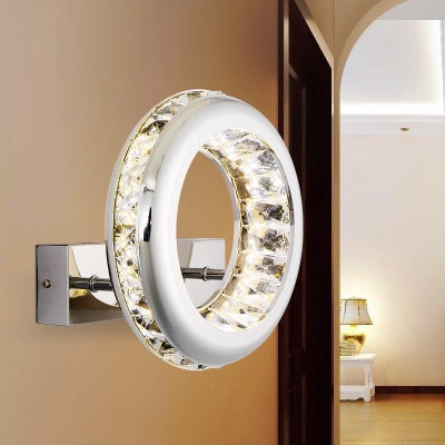 

Nickle Circle Wall Sconce Lighting Contemporary LED Stainless Steel Wall Light Fixture in Warm/White Light, HL583064