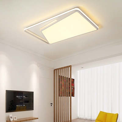 Rectangle Metal Ceiling Light Fixture Modernism Black/White LED Flush Light in Warm/White/3 Color Light