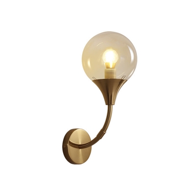 Retro Style Bare Ball Wall Sconce Single Amber Closed Glass Wall Mounted Light Fixture