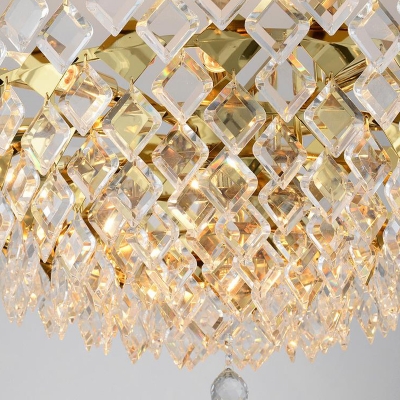 Rhombus Island Light Modernist Crystal 10 Bulbs Gold Suspended Lighting Fixture