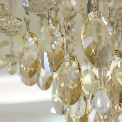 Scalloped Crystal Drop Flush Mount Lighting Modernism 6/8 Heads White Ceiling Light Fixture