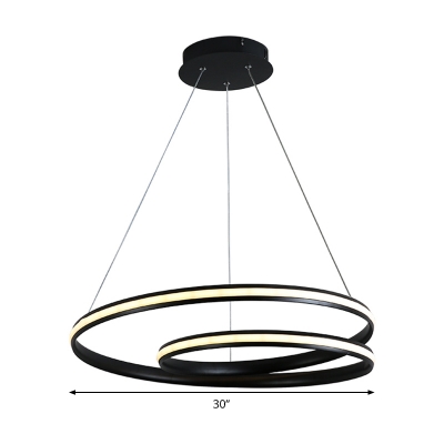 Twist Chandelier Lamp Contemporary Acrylic Black LED Ceiling Pendant Light for Dining Room in White/Warm Light, 18