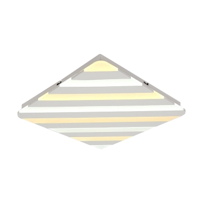White Square Ceiling Light Fixture Simple Style Acrylic LED Flush Mount Lighting, 19.5
