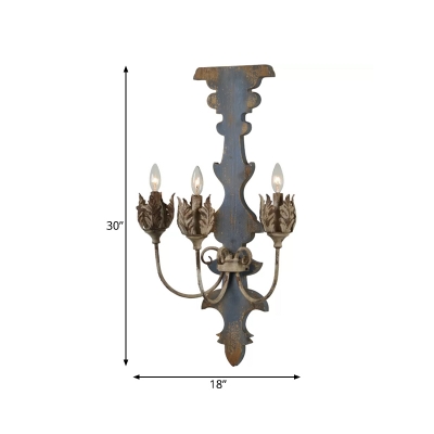 Wood White/Gray Wall Mounted Light Fixture Candle 3/4 Lights Countryside Sconce for Living Room