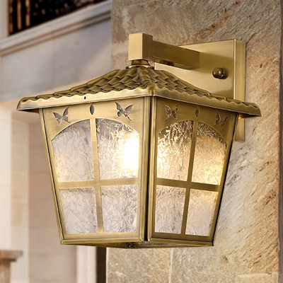 1 Bulb Armed Wall Sconce Traditional Gold Metal Wall Light Fixture for Porch