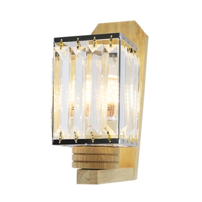 1 Bulb Wall Light Sconce Traditional Living Room Wall Lighting Fixture with Square/Globe Clear Crystal Shade