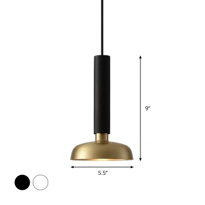 1 Light Dining Room Pendulum Light Contemporary Black/White Hanging Lamp with Barn Metal Shade