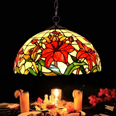 

12"/16" Wide Red Cut Glass Lily Chandelier Lighting Fixture Mediterranean 1/2 Heads Black Ceiling Suspension Lamp, HL583900