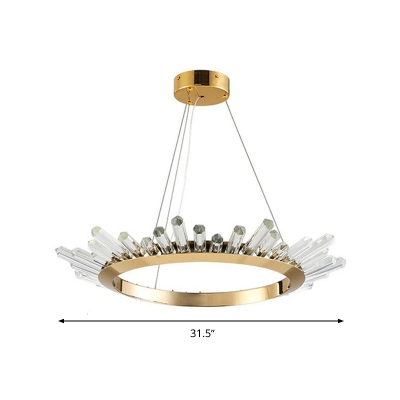 Circular Chandelier Lighting Modernist Cut Crystal LED Gold Pendant Light Fixture, 16