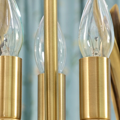 3 Bulbs Candelabra Pendant Light Colonial Gold Metal Chandelier Lamp for Hallway