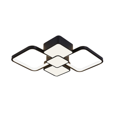 Acrylic Diamond Ceiling Lighting Modern Black/Black-White LED Flush Mount Lamp in Warm/White Light, 18