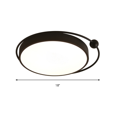 Black Disk Flush Light Fixture Simple Acrylic 18