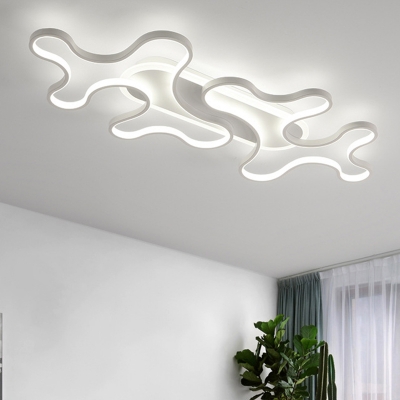 Black Twist Ceiling Lamp Modern Acrylic LED Flush Mount Light Fixture in Warm/White Light