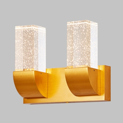 Bubble Crystal Gold Wall Lighting Rectangular 2/3 Bulbs Traditional LED Wall Sconce Light for Bedroom