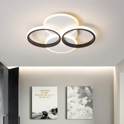 Circle Acrylic Ceiling Mounted Light Minimalist Black-White/White LED Flush Light in Warm/White Light, 16