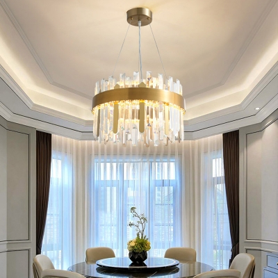 Circle Chandelier Lighting Modernist Crystal LED Gold Pendant Light Fixture for Dining Room
