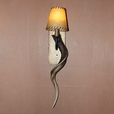 Conical Wall Sconce Lodge Stylish Resin 1 Light Bronze Finish Wall Mount Light with Horn Decoration