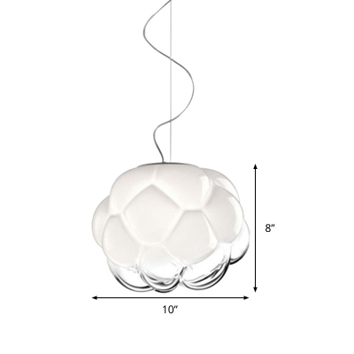 Contemporary Globe Hanging Light Fixture White and Clear Glass 1 Light Office Room Pendant Light