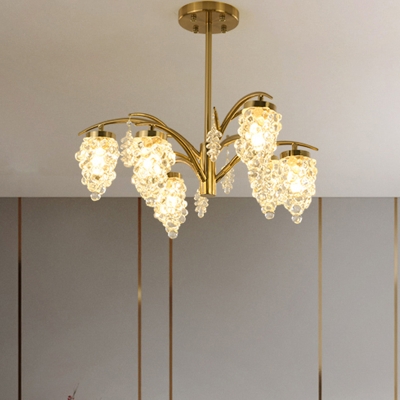 Crystal Beaded Gold Chandelier Lighting Starburst 6/8 Heads Traditional Hanging Lamp Kit