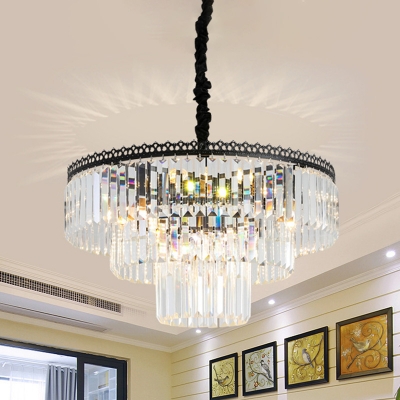 Crystal Block Tiered Chandelier Lighting Contemporary 4/9 Heads Clear Hanging Ceiling Light