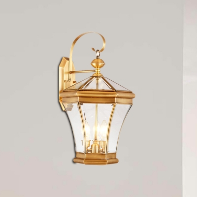 Geometric Stairs Sconce Light Traditionalism Metal 3-Bulb Gold Wall Light Fixture