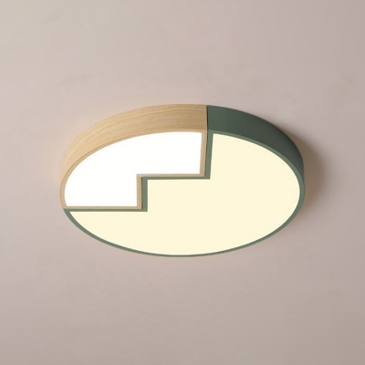 Green Circle Flush Mount Light Fixture Modernism Metal 18