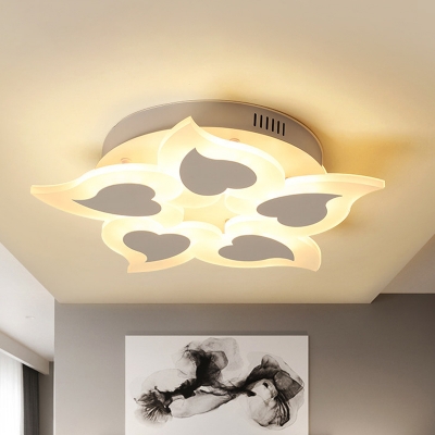 Heart Acrylic Ceiling Lamp Simple Style White LED Flush Mount Lighting in Remote Control Stepless Dimming/Warm/White Light, 18