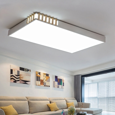 Macaron Rectangle Ceiling Light Fixture Acrylic Living Room LED Flush Mount Light in White