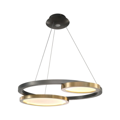 Metal Circular Pendant Lighting Postmodern Brass LED Hanging Chandelier in Warm/White Light