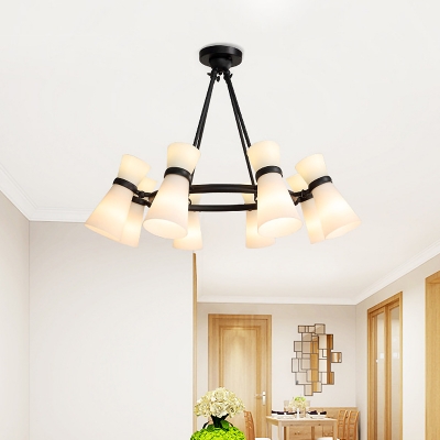 Modern Flared Pendant Chandelier Frosted White Glass 16 Heads Ceiling Suspension Lamp in Gold/Black