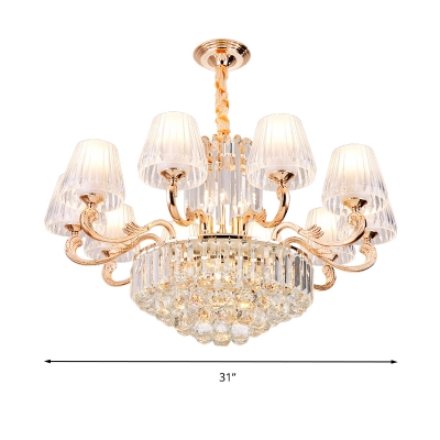 Modern Style Tapered Ceiling Chandelier 6/8/10 Lights Living Room Pendant Light Fixture in Gold