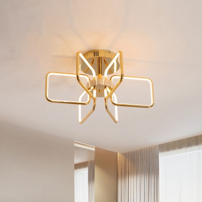 Postmodern Rectangle Semi Flush Light Acrylic Bedroom 23.5