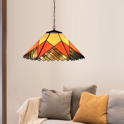 Pyramid White/Yellow/Orange Glass Chandelier Lighting Fixture Baroque Style 2 Lights Coffee Hanging Pendant Light for Kitchen