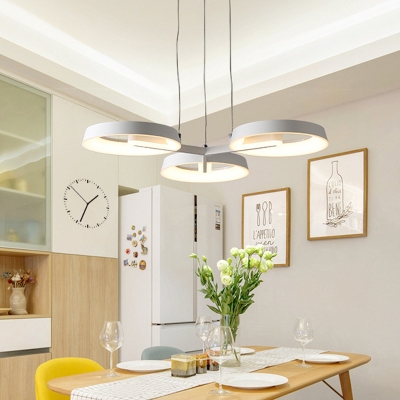 Ring Hanging Light Minimalist Metal 3/6 Heads White Pendant Chandelier in 3 Color Light