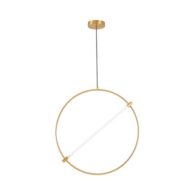 Round Hanging Lighting Minimalist Metal 1 Bulb Gold Ceiling Pendant Light, 16