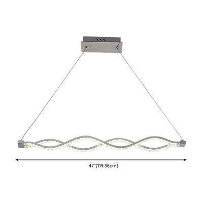 Silver Twist Chandelier Lighting Modernist LED Crystal Pendant Light Fixture for Dining Room