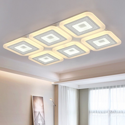 Simple Square Ceiling Light Acrylic Living Room LED Flush Mount Lighting in White